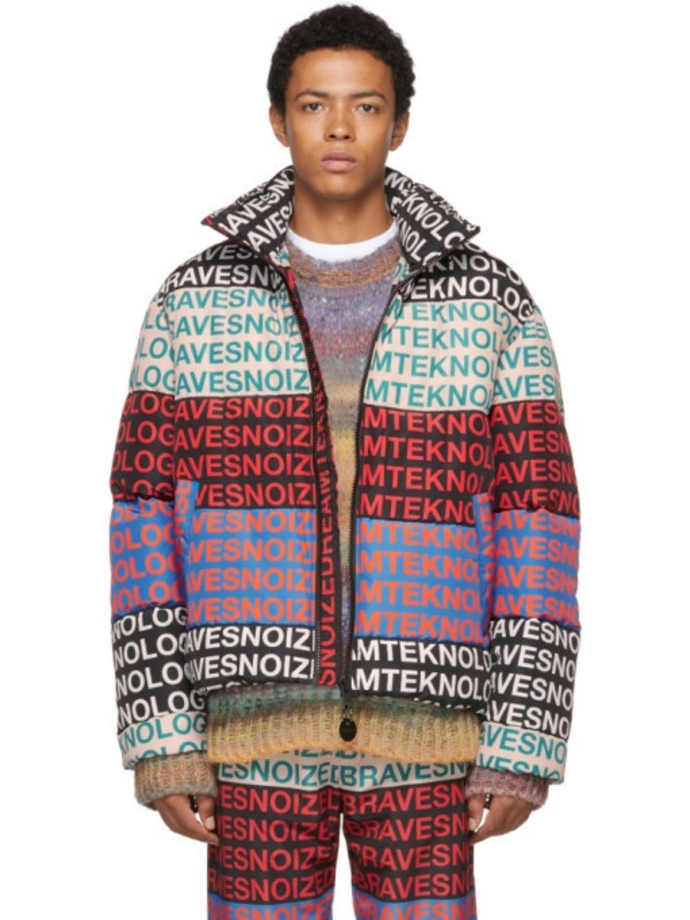 DIESEL Unisex Noize Multicolor Logo-Print Puffer Jacket